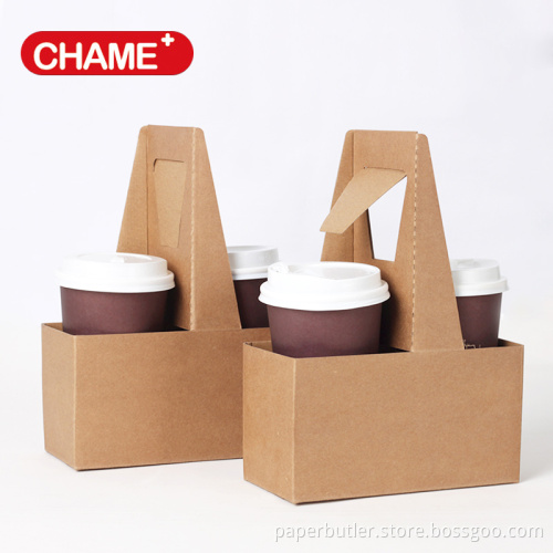Portable kraft paper coffee cup carrier for single use